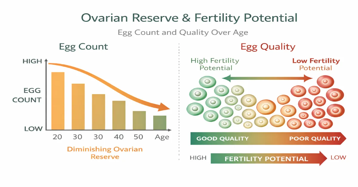 نمودار ارتباط ذخیره تخمدان با شانس باروری زنان